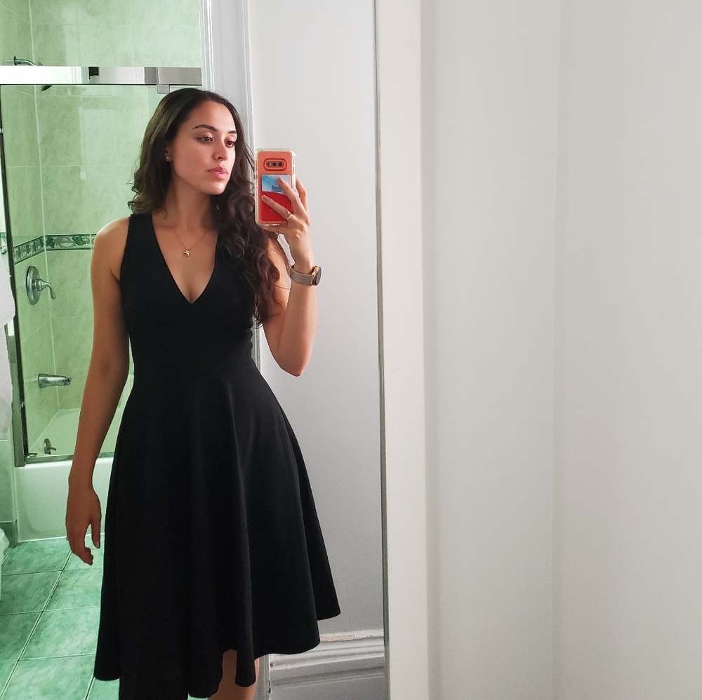 Black Dress the Population Midi Dress